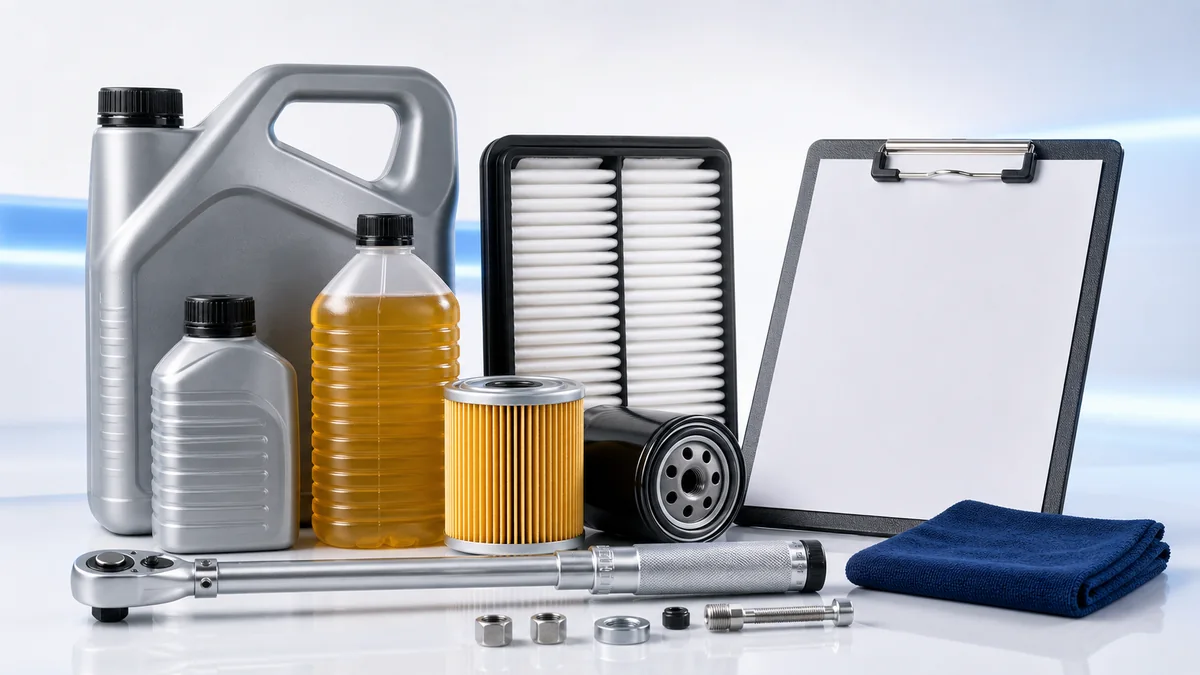 Elementos simbólicos de mantenimiento preventivo automotriz